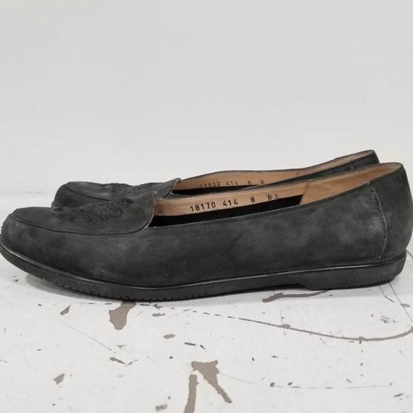 Salvatore Ferragamo Leather Suede Embroidered Flats Size 8 - Picture 3 of 6